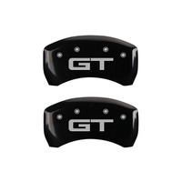 Set of 4 caliber covers, Engraved Front: Mustang - Engraved Rear: GT - Black powder coat finish, silver characters