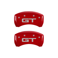 Set of 4 caliber covers, Engraved Front: Mustang - Engraved Rear: GT - Black powder coat finish, silver characters