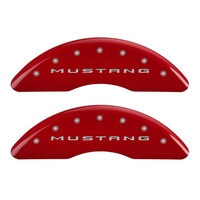 Set of 4 caliber covers, Engraved Front: Mustang - Engraved Rear: GT - Black powder coat finish, silver characters