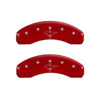Set of 4 caliber covers, Engraved Front: Mustang - Engraved Rear: GT - Black powder coat finish, silver characters